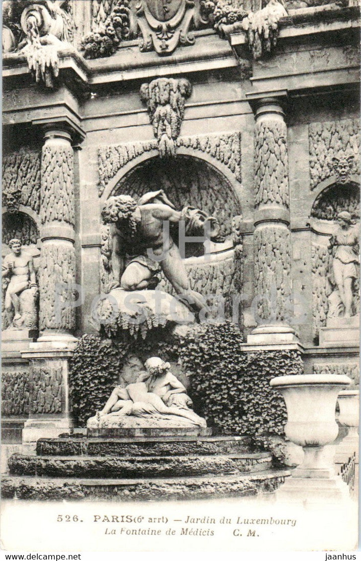 Paris - Jardin du Luxembourg - La Fontaine de Medicis - 526 - old postcard - France - unused - JH Postcards