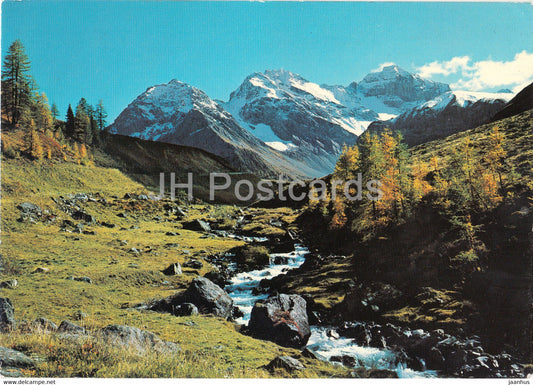 Davos Sertigtal - Blick auf Mittagshorn - Plattenhorn - Hochducan 3063 m - 882 - 1973 - Switzerland - used - JH Postcards