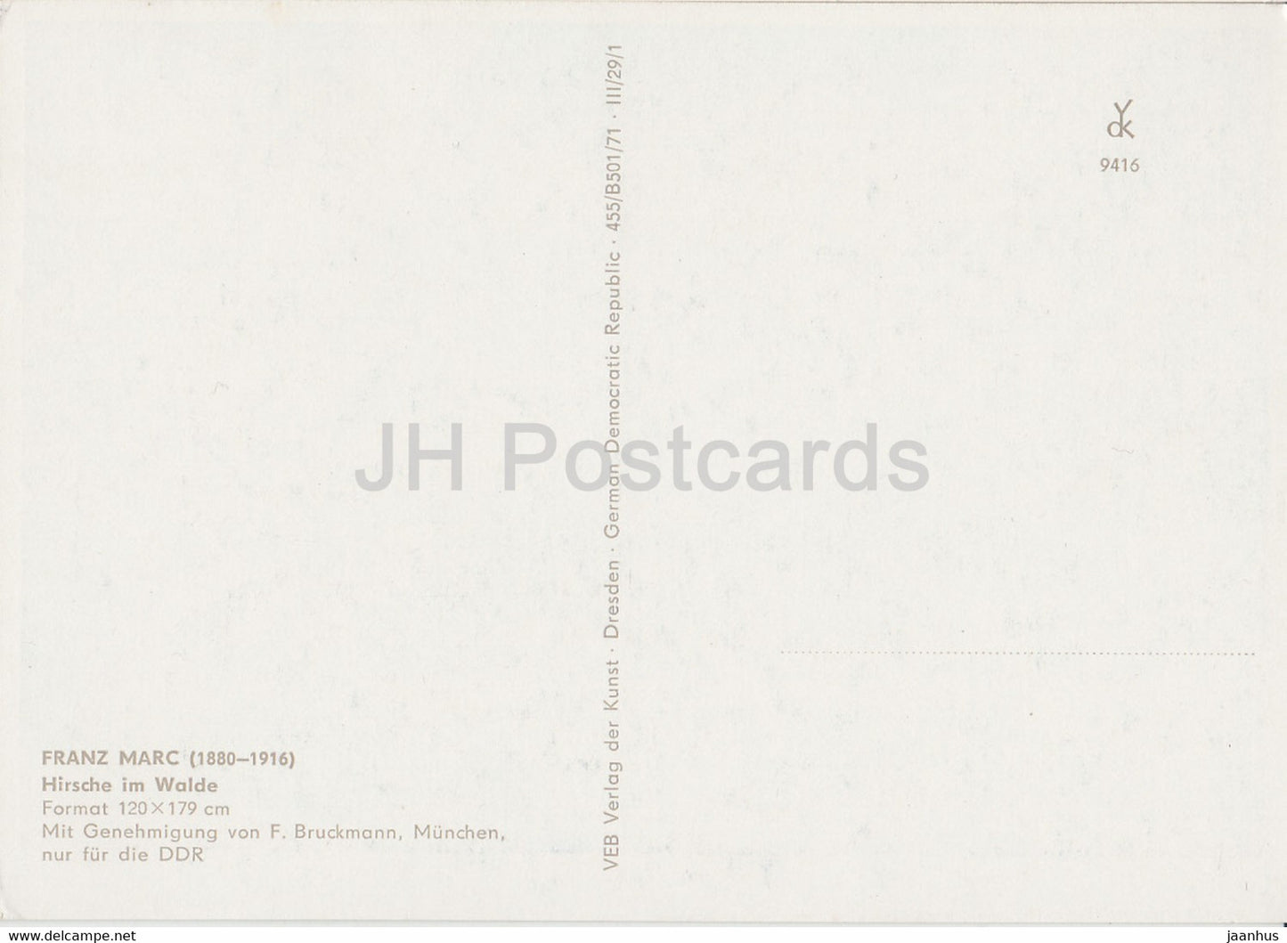 painting by Franz Marc - Hirsche im Walde - deer - German art - Germany DDR - unused