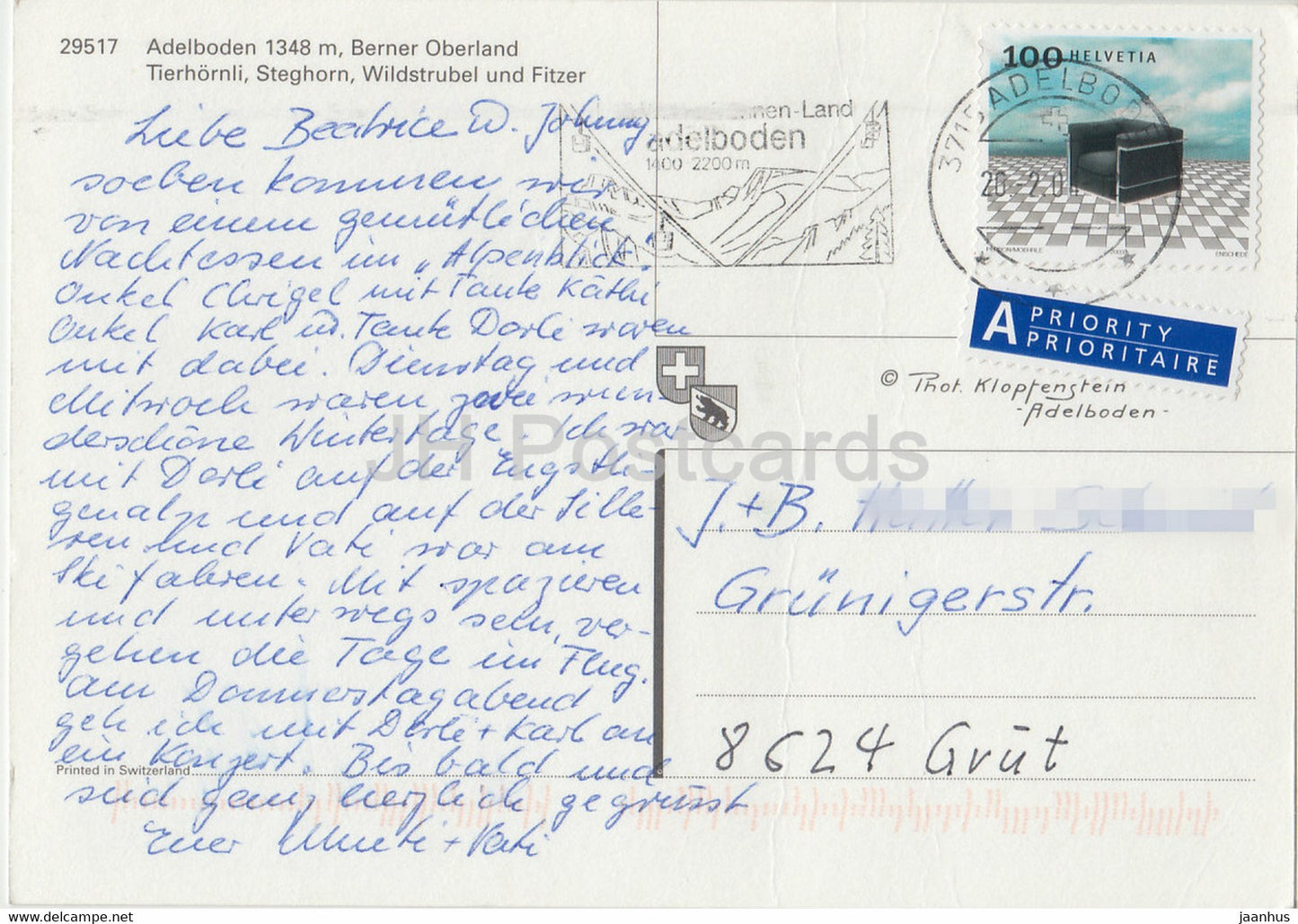 Adelboden 1348 m - Berner Oberland - Tierhornli - Steghorn - Wildstrubel - Fitzer - 2004 - Switzerland - used