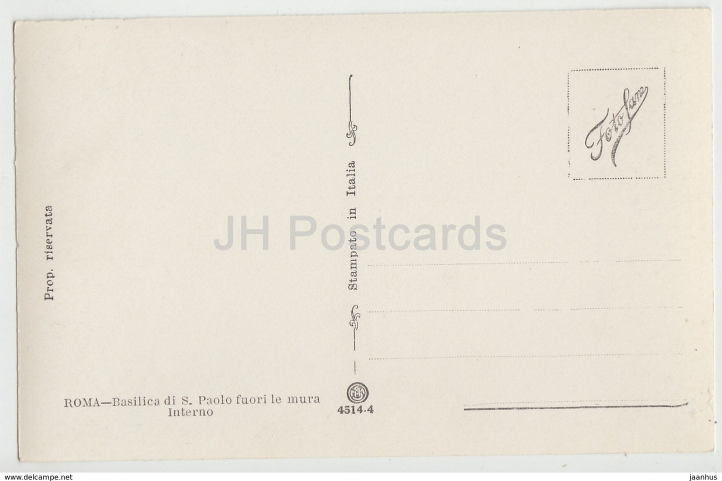 Roma - Rome - Basilica di S Paolo fuori le mura - Interno - cathedral - 4514-4 - old postcard - Italy - unused