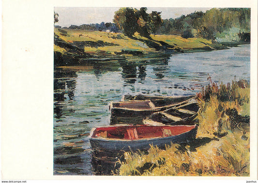 painting by D. Nalbandyan - Boats on the Sun - Armenian art - 1976 - Russia USSR - unused - JH Postcards