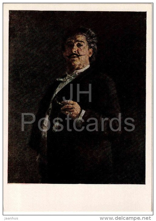 painting by I. Repin - Portrait of artist M. Mikeshin - russian art - unused - JH Postcards