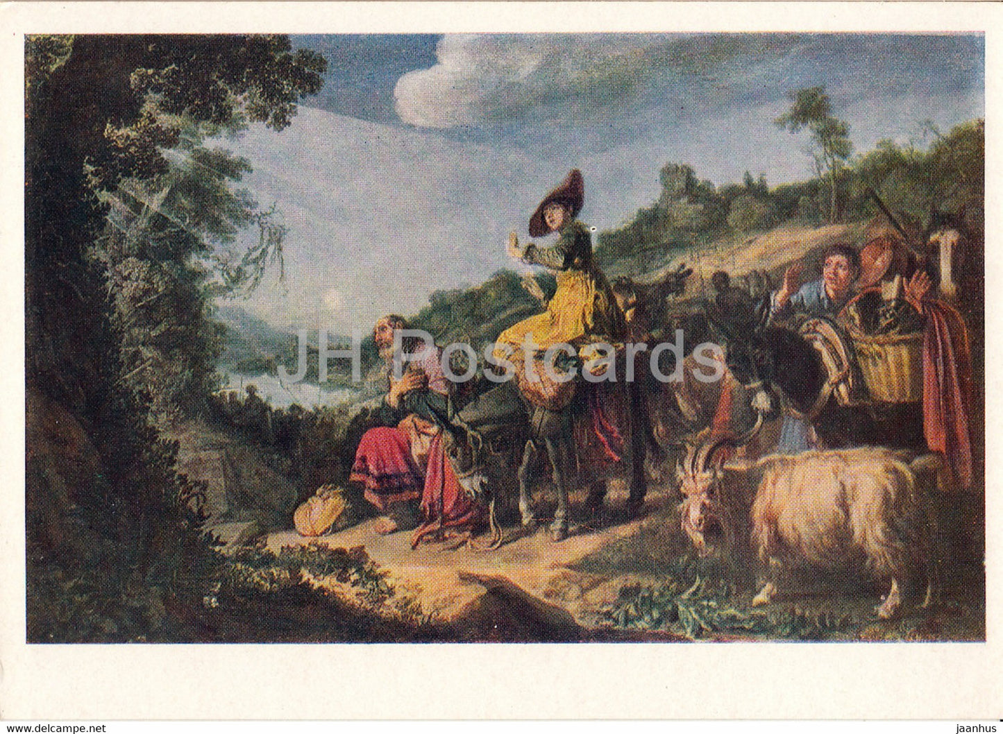painting by Pieter Lastman - Bathsheba at the toilet - Abraham on his way to Canaan - Dutch art - Russia USSR - unused - JH Postcards