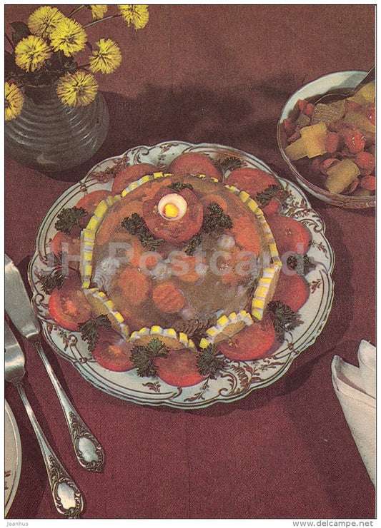 Fish Jelly - Fish Dishes - food - recepies - 1986 - Estonia USSR - unused - JH Postcards