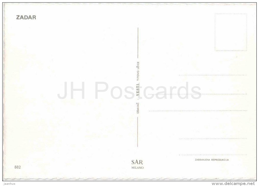 sailing boat - port - Zadar - Vesti - 882 - Yugoslavia - Croatia - unused - JH Postcards