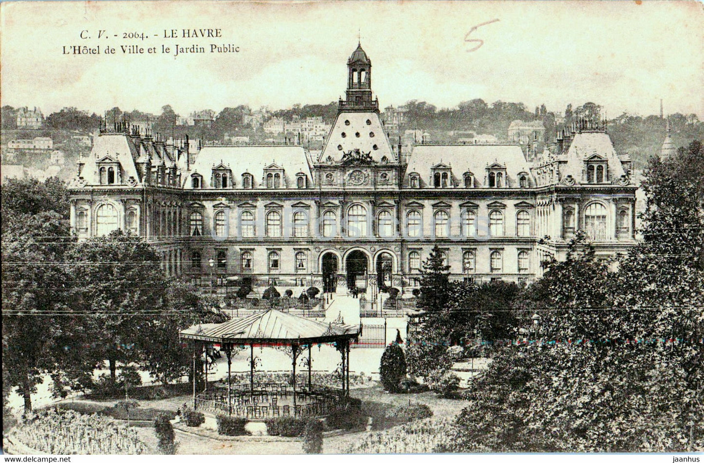 Le Havre - L'Hotel de Ville et le Jardin Public - 2064 - old postcard - France - unused - JH Postcards