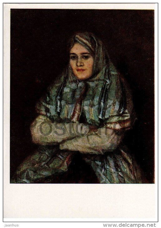 painting by V. Surikov - Citizen Yemelyanova - woman - russian art - unused - JH Postcards