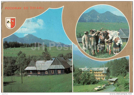 Zdiar - Zdiarska mountain - folc costumes - typical architecture - Czechoslovakia - Slovakia - used 1980 - JH Postcards