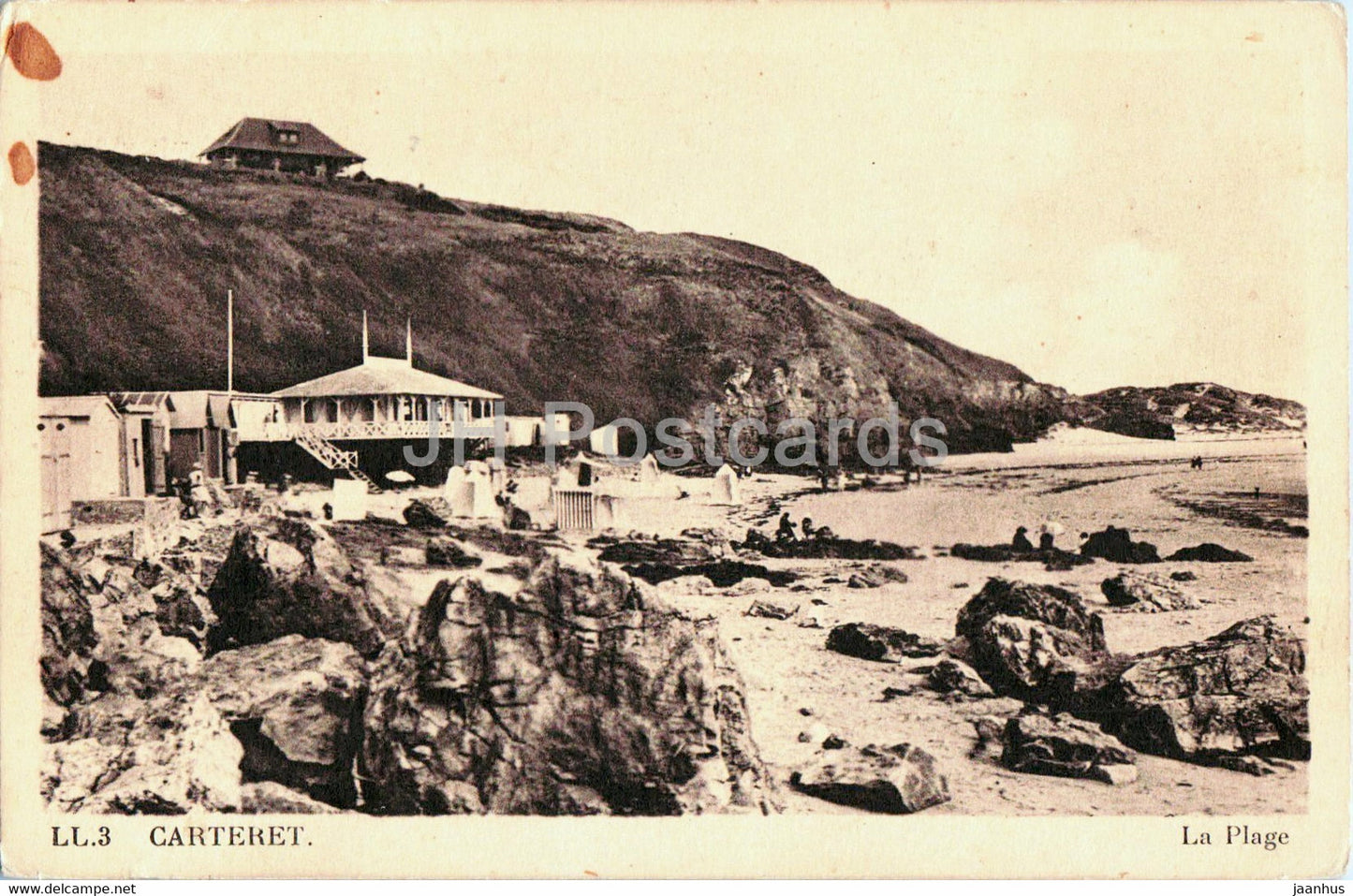 Carteret - La Plage - beach - 3 - old postcard - France - unused - JH Postcards