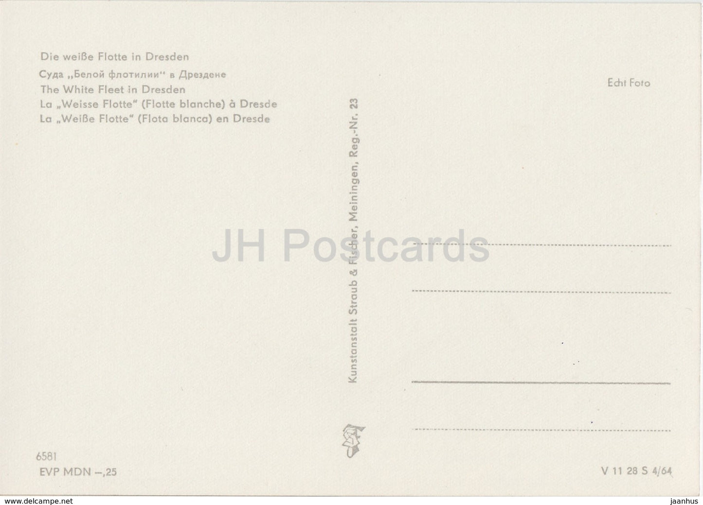 Dresden - The White Fleet - Die Weisse Flotte - bridge - REISEBÜRO - 1964 - DDR - Germany - unused - JH Postcards