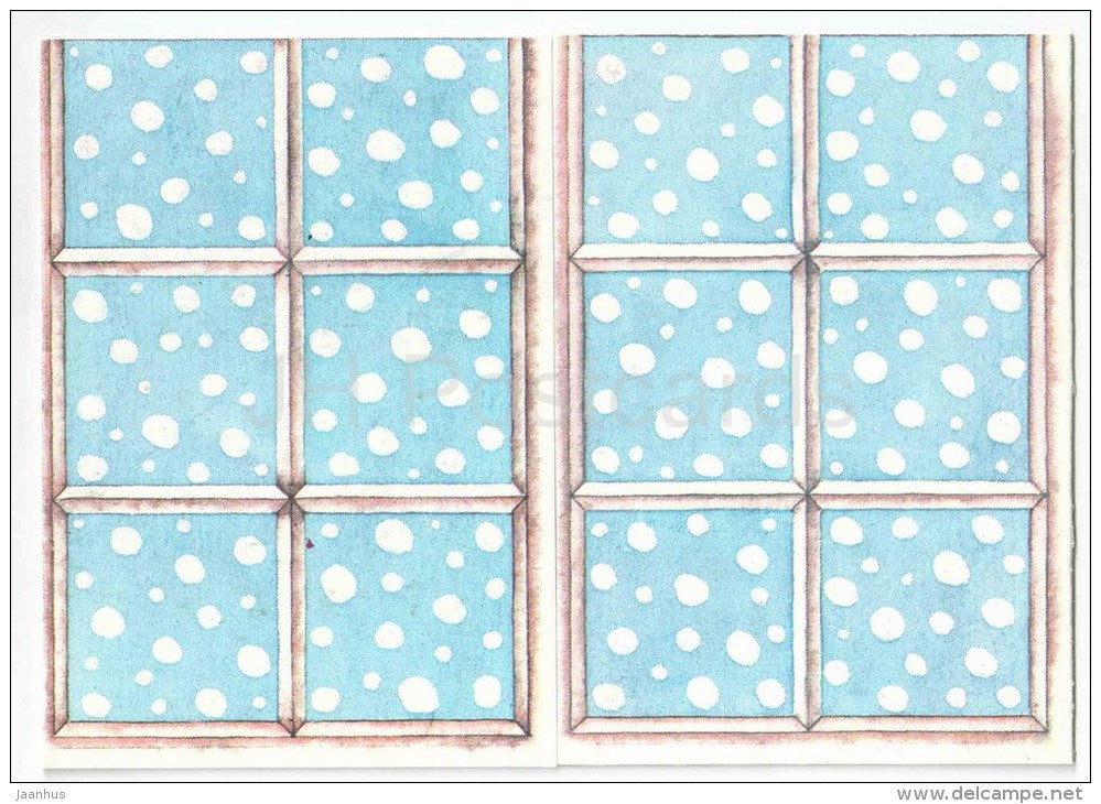 New Year Greeting card by V. Noor - 1 - sledge - christmas tree - lamp - 1988 - Estonia USSR - used - JH Postcards