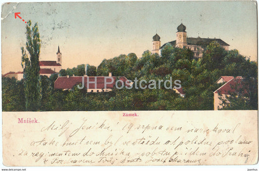 Mnisek - Zamek - castle - old postcard - Czech Republic - used - JH Postcards