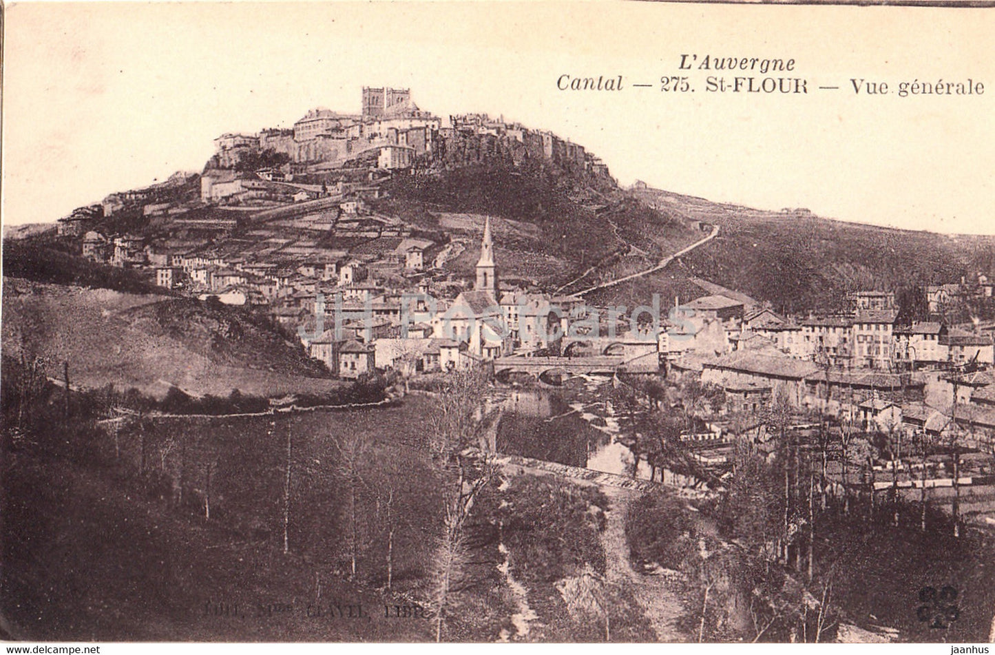 L'Auvergne - Cantal - St Flour - Vue Generale - 275 - old postcard - France - unused - JH Postcards
