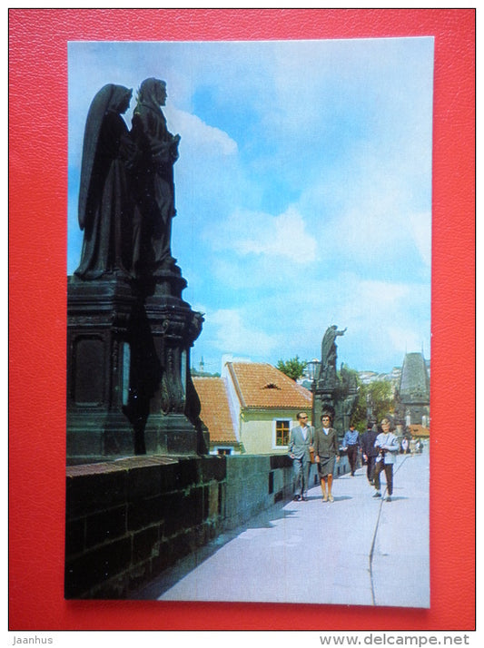 statues on Charles Bridge - Prague - Praha - 1975 - Czech Republic - unused - JH Postcards