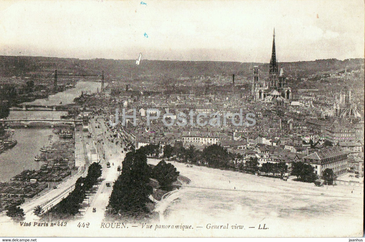 Rouen - Vue Panoramique - 442 - old postcard - 1919 - France - used - JH Postcards