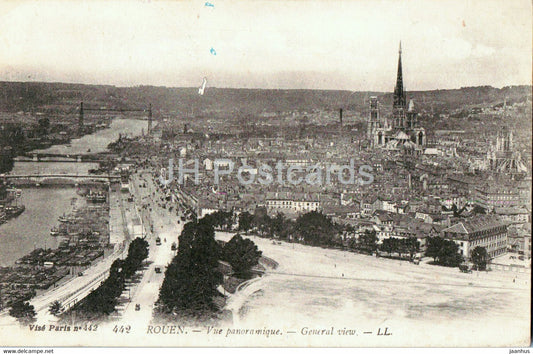 Rouen - Vue Panoramique - 442 - old postcard - 1919 - France - used - JH Postcards