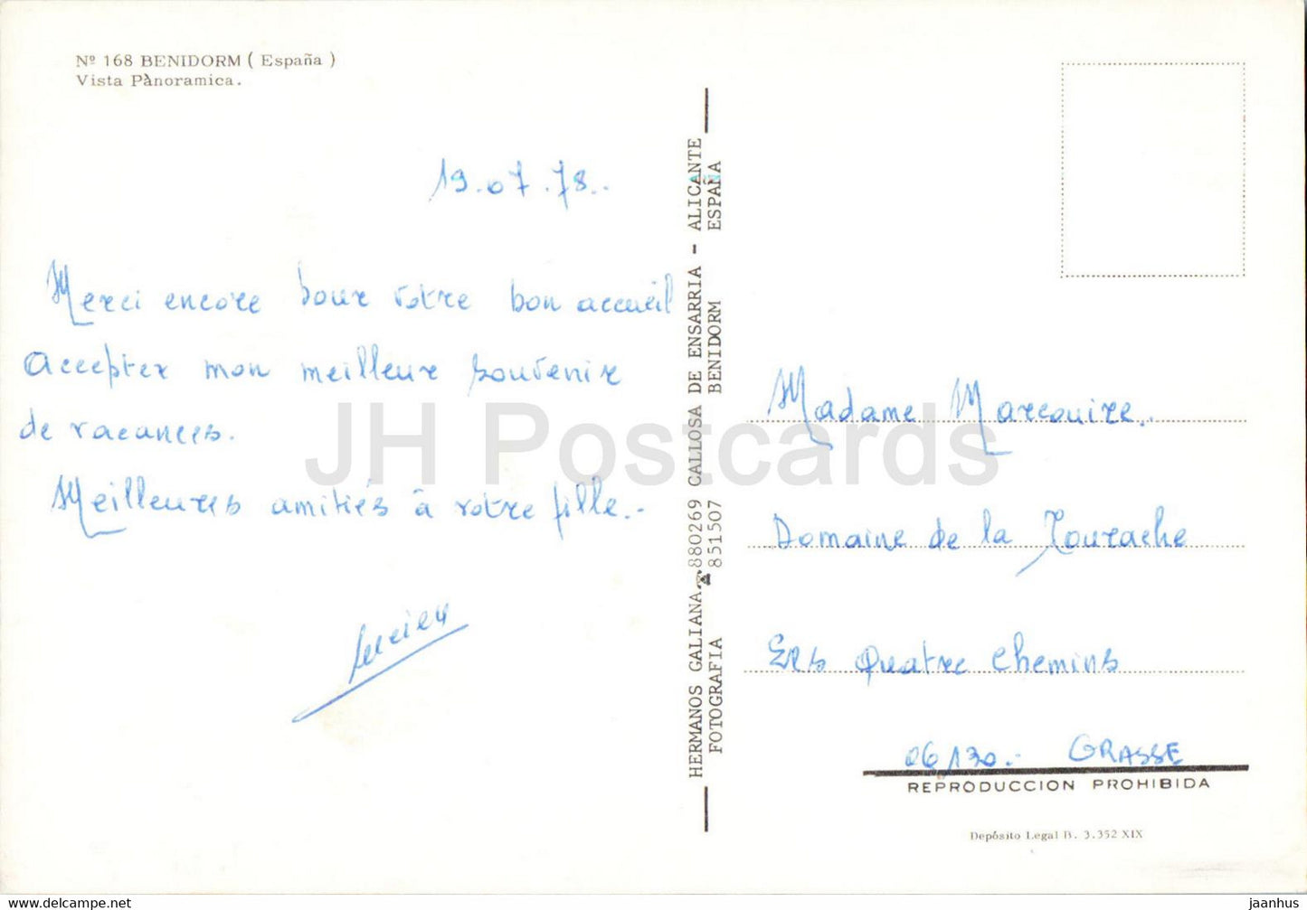 Benidorm - Vista Panoramica - 168 - 1978 - Spain - used