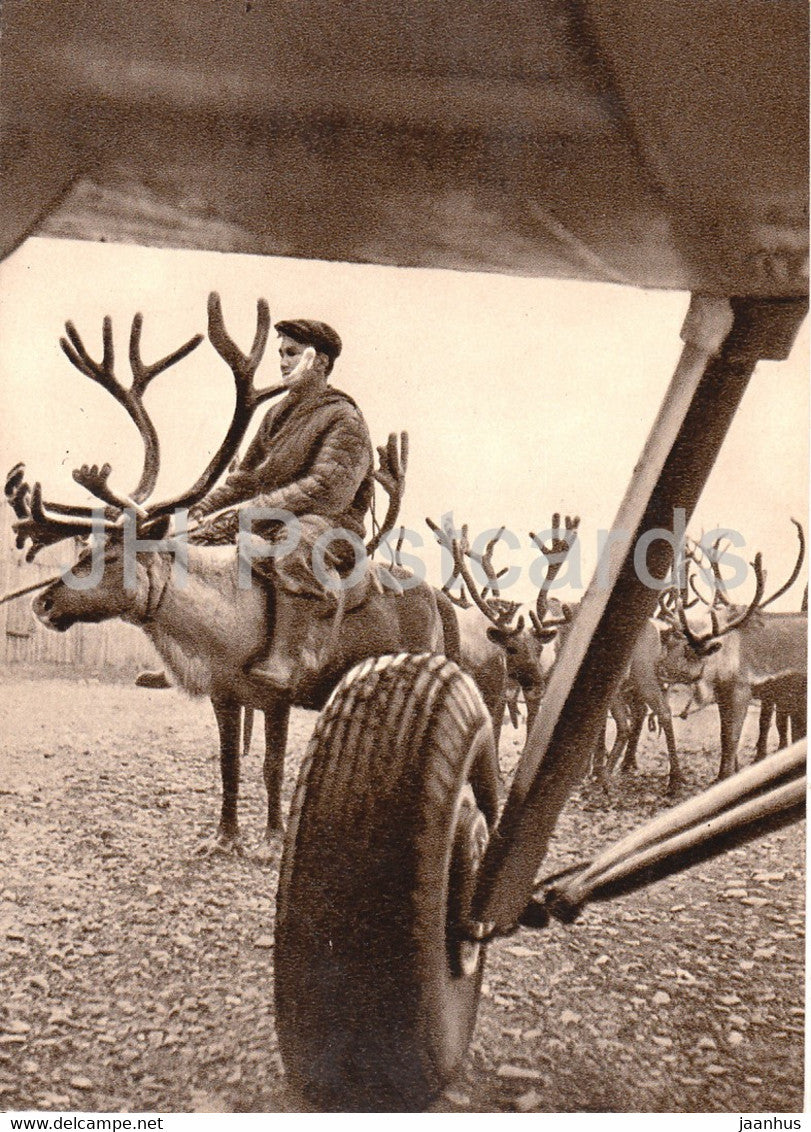 Yakutia - Sakha Republic - two main transport modes - reindeer - helicopter - 1963 - Russia USSR - unused - JH Postcards