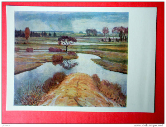 painting by Petras Kalpokas - in Autumn . 1921 - lithuanian art - unused - JH Postcards