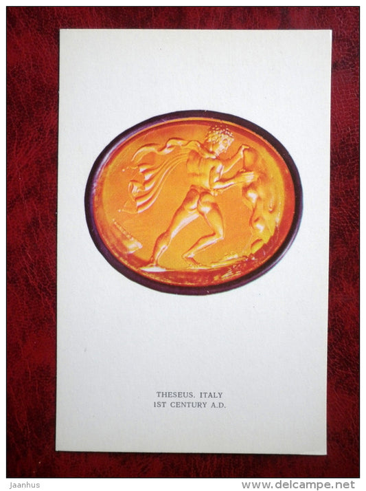 Antique Intaglio - Theseus. Italy . I century AD - antique art - unused - JH Postcards