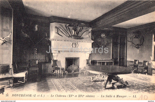 Montresor - Le Chateau - La Salle a Manger - castle - 31 - old postcard - France - unused - JH Postcards