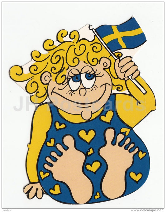 illustration - flag - Sweden - used - JH Postcards