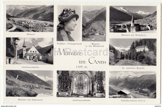 Munster im Goms - multiview - 43250 - Switzerland - old postcard - unused - JH Postcards