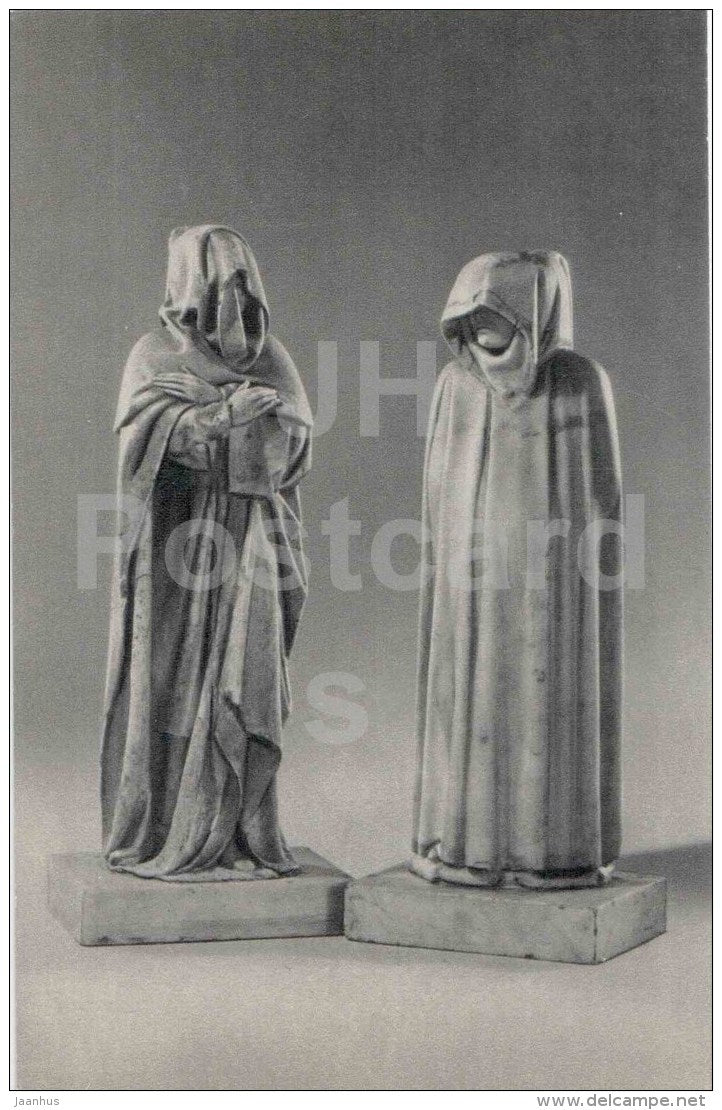 sculpture by Jean de Cambrai , Etienne Bobillet , Paul de Mosselman - Mourners - french art - unused - JH Postcards