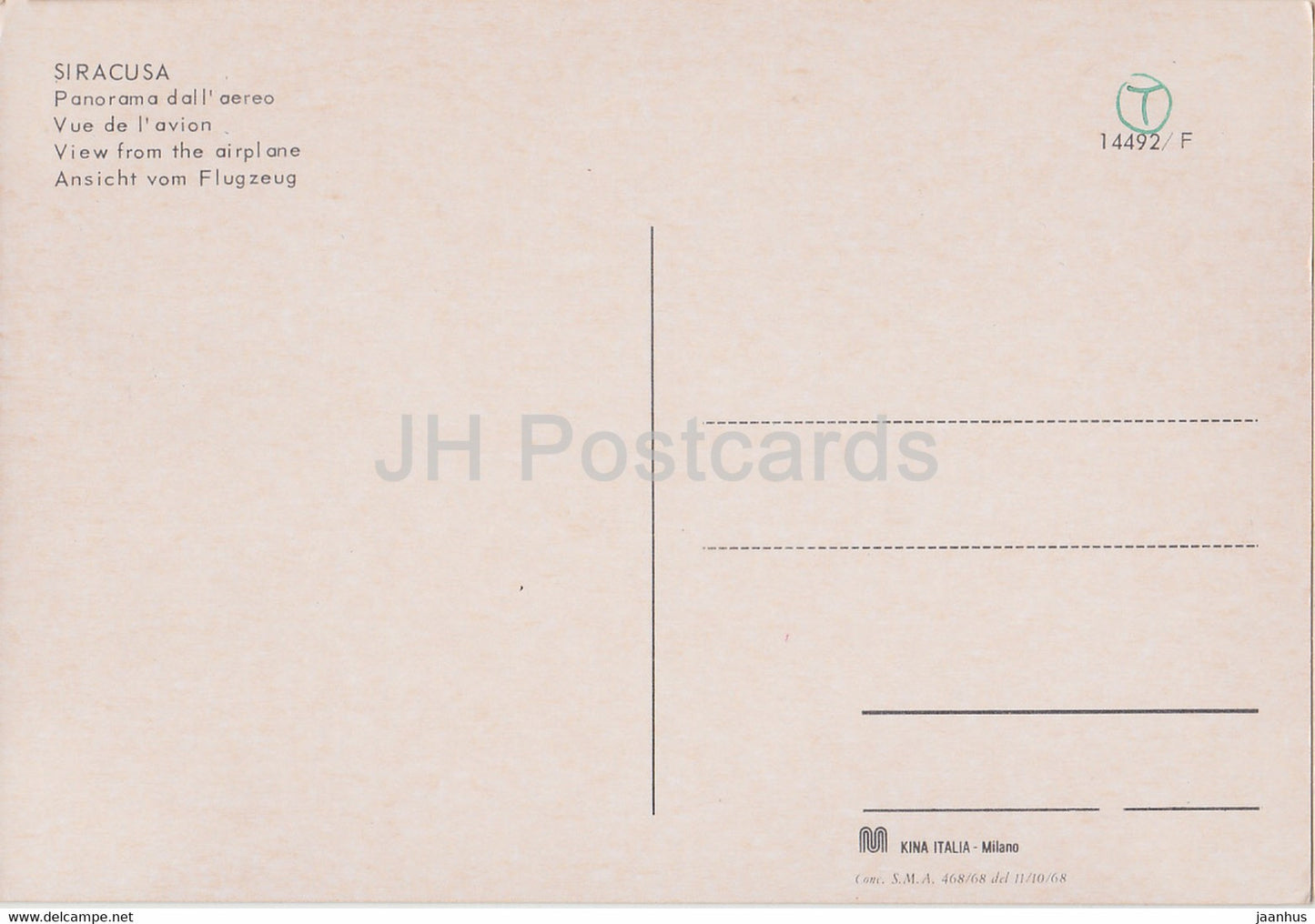 Siracusa - Panorama dall'aereo - View from the Airplane - 14492 - Italy - unused