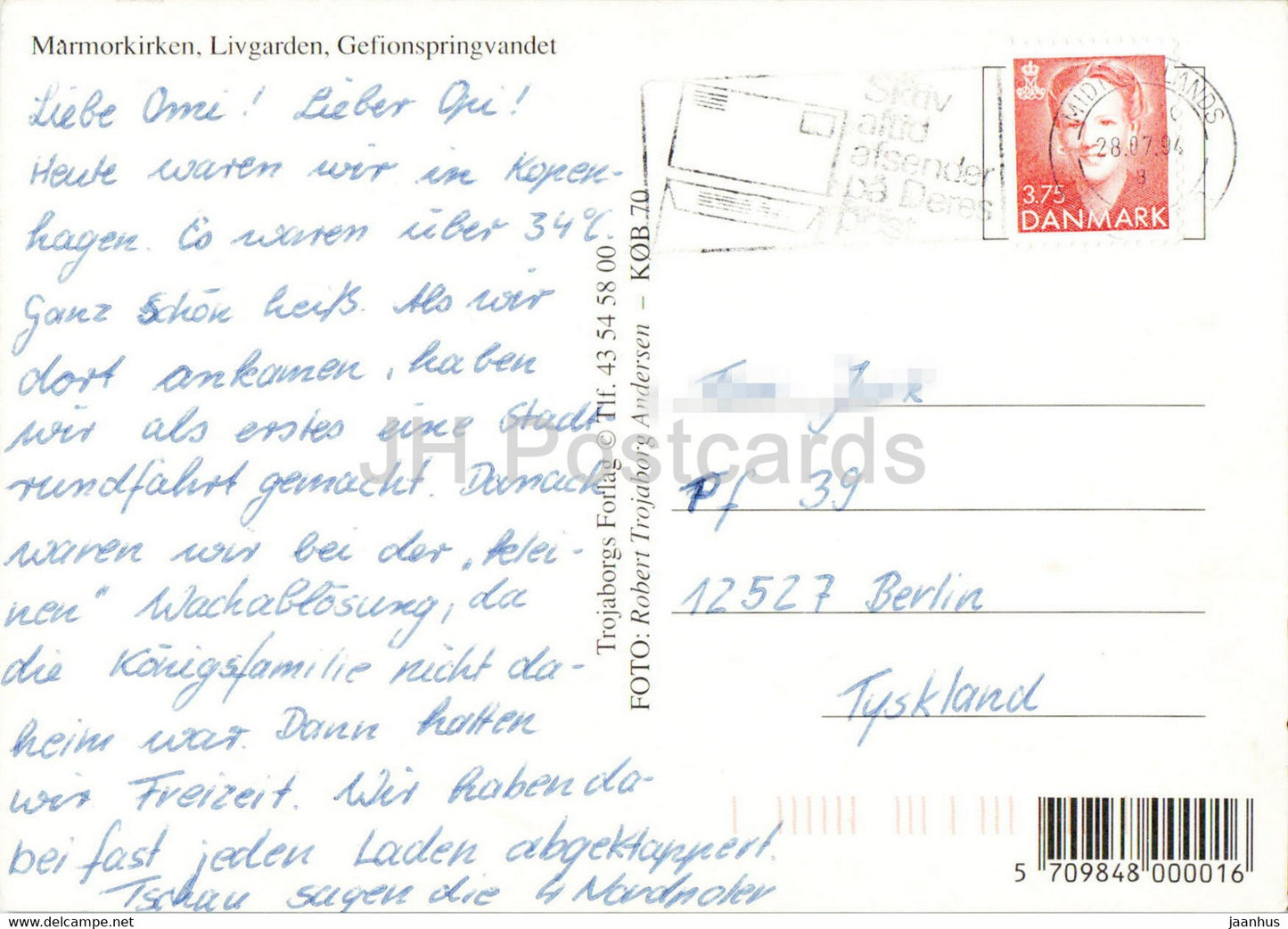 Copenhague - Église de marbre - Garde - Fontaine Gefion - multiview - 1994 - Danemark - utilisé