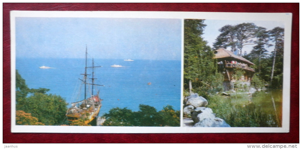 schooner-bar Espaniola - restaurant Lesnoy on the lake Karagol - Yalta - Jalta - 1981 - Ukraine USSR - unused - JH Postcards