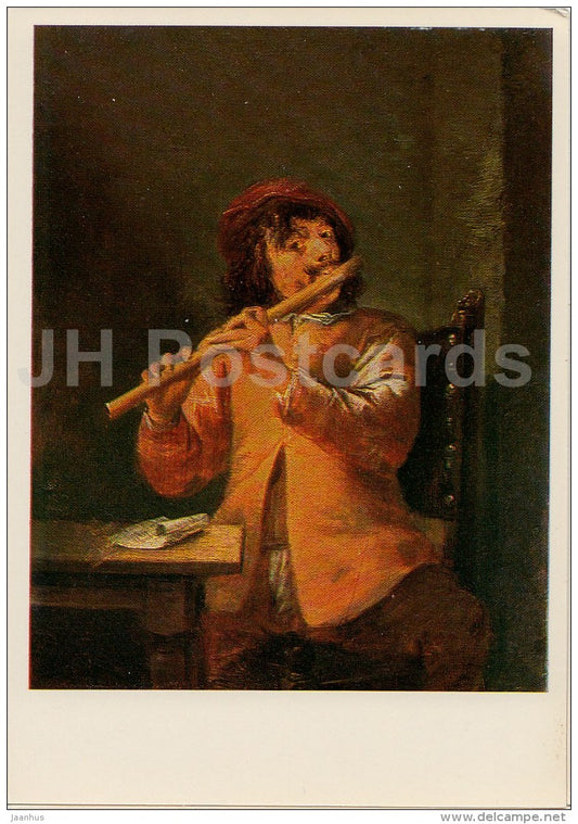 painting by David Teniers the Younger - Fluitist - flute - Flemish art - 1977 - Russia USSR - unused - JH Postcards