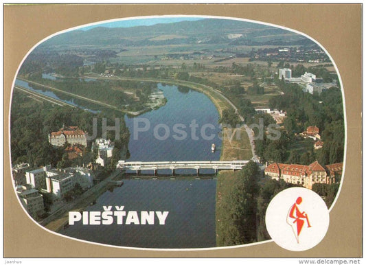 Piestany - river - bridge - Czechoslovakia - Slovakia - unused - JH Postcards