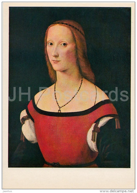 painting by Lorenzo Costa - Portrait of a Woman , early 1500s - Italian art - 1980 - Russia USSR - unused - JH Postcards