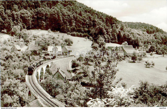 Luftkurort Welzheim - Viadukt bei Klaffenbach im Schwabischen Wald - train - railway - 1971 - Germany - used - JH Postcards