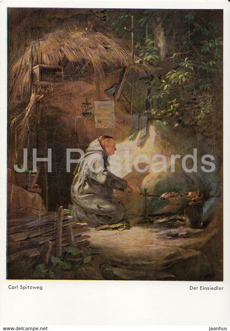 painting by Carl Spitzweg - Der Einsiedler - German art - Germany - unused - JH Postcards