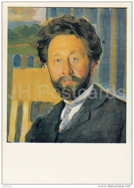 painting by B. Kustodiev - Portrait of V. Kastalsky , 1910 - man - Russian art - Russia USSR - 1982 - unused - JH Postcards