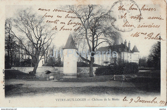 Vitry Aux Loges - Chateau de La Motte - castle - 7 - old postcard - 1914 - France - used - JH Postcards