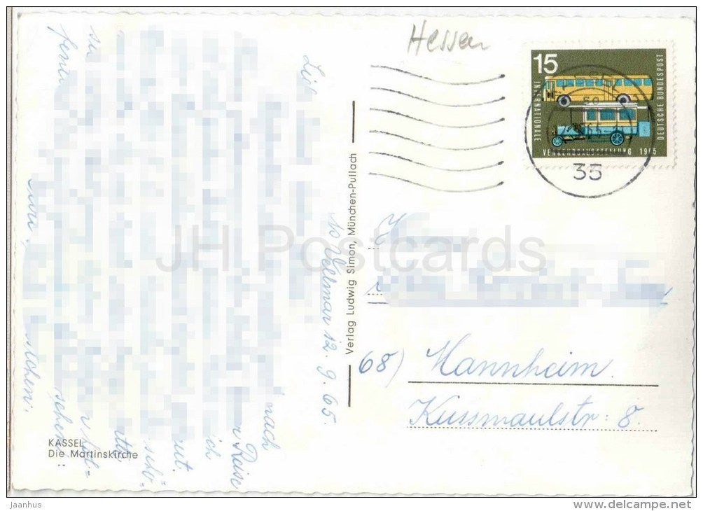 Kassel - Martinskirche - church - Germany - 1965 gelaufen - JH Postcards