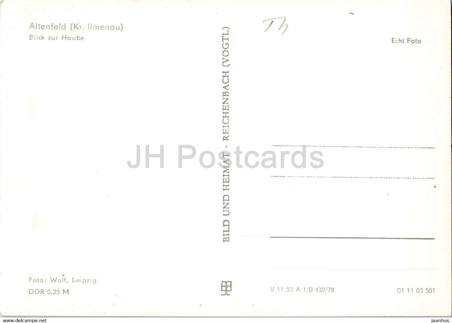 Altenfeld - Blick zur Haube - Kr Ilmenau - Deutschland DDR - unbenutzt