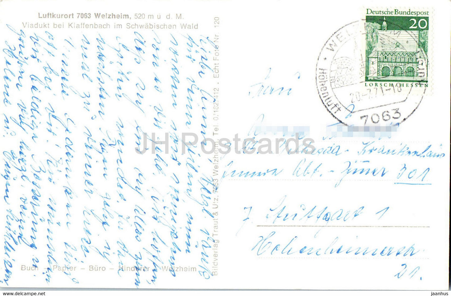 Luftkurort Welzheim - Viadukt bei Klaffenbach im Schwäbischen Wald - Zug - Eisenbahn - 1971 - Deutschland - gebraucht