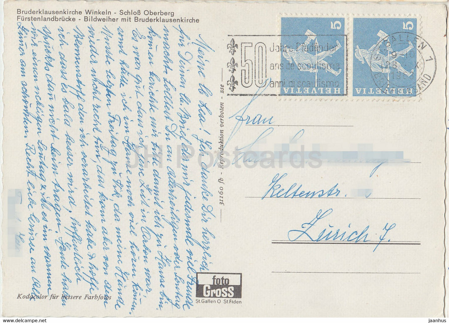 Bruderklausenkirche Winkeln - Schloss Oberberg - Fürstenlandbrücke - Kirche - 1963 - Schweiz - gebraucht