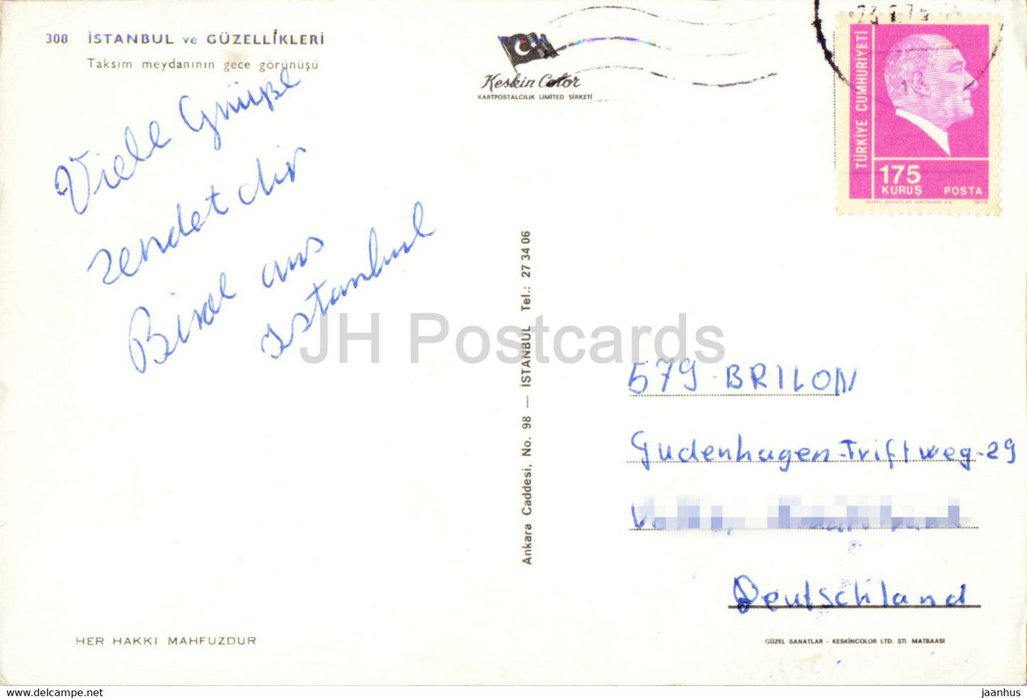 Istanbul - Taksim square night view - Keskin Color - Turkey - used