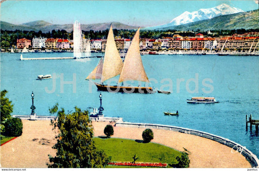 Geneve - Geneva - La Rade - boat - 18 - old postcard - 1952 - Switzerland - used - JH Postcards