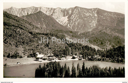 Spitzingsee mit Sonnwendjoch - Blick auf St Bernard u Wurzhutte - old postcard - 1954 - Germany - used - JH Postcards