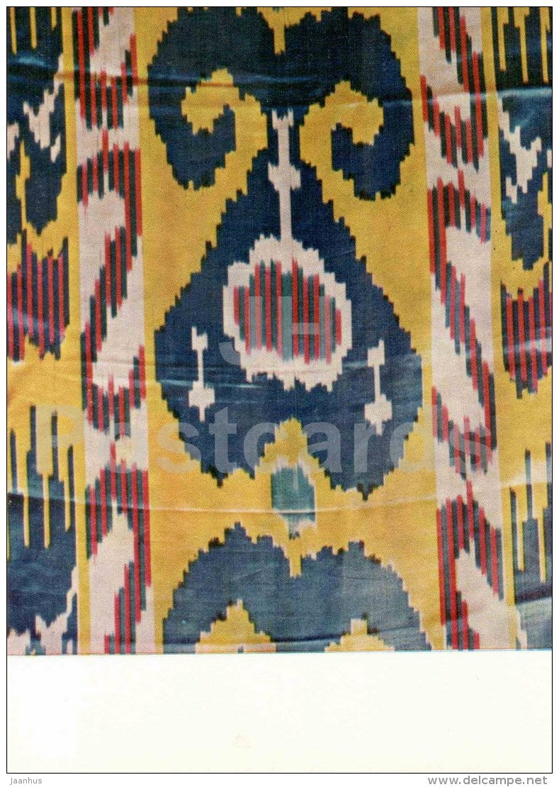 Han-atlas - silk - folk art of Uzbekistan - uzbek - 1975 - Russia USSR - unused - JH Postcards