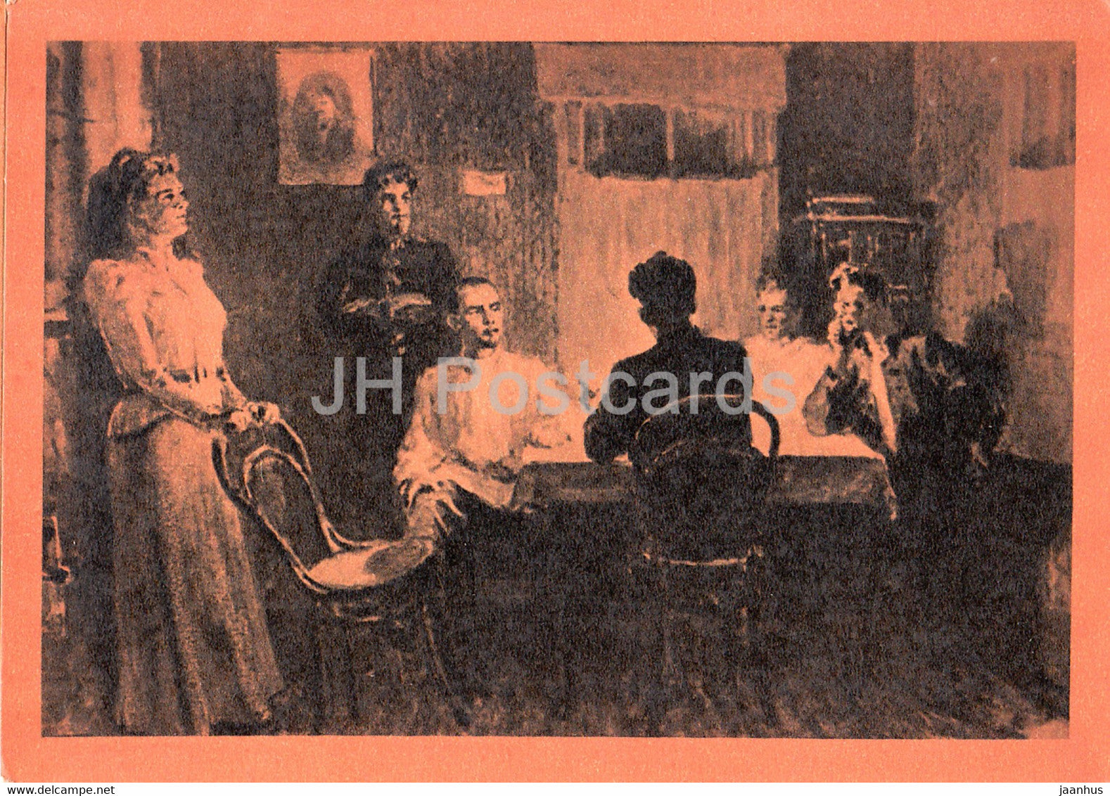 painting by F. Bochkov - Serafimovich studies Marx Capital with students - Russian art - 1962 - Russia USSR - unused - JH Postcards