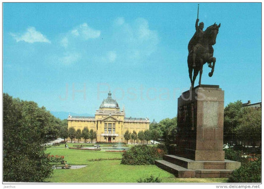 monument to Tomislav - horse - Zagreb - 294 - Yugoslavia - Croatia - unused - JH Postcards