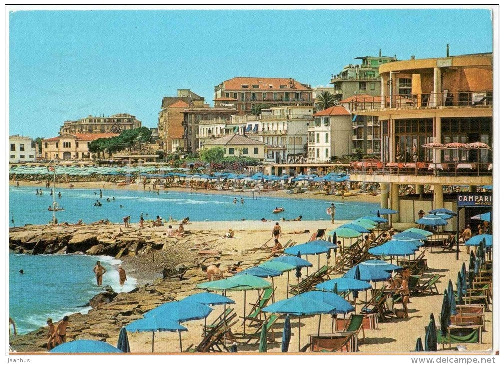 La Spiaggia - beach - San Remo - Sanremo - Liguria - SR/583 - Italia - Italy - sent from Italy San Remo to Germany DDR - JH Postcards